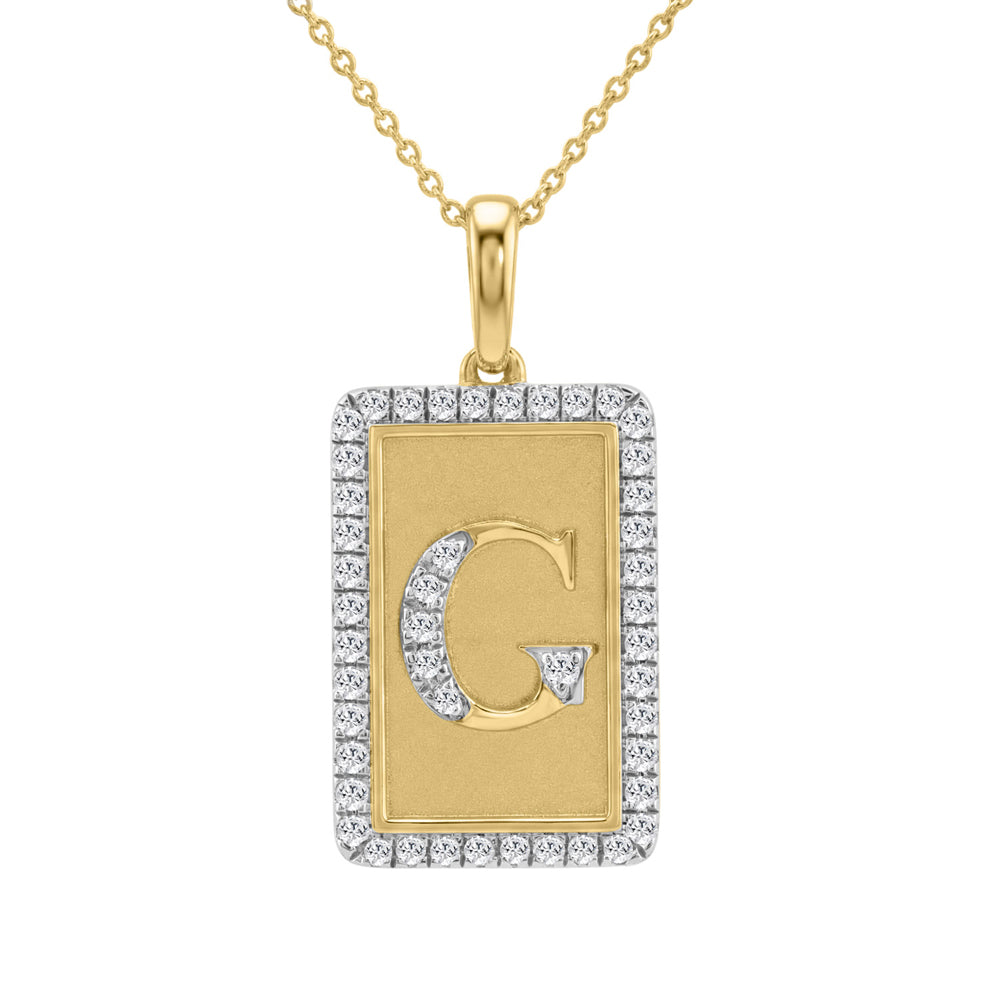 10K Yellow Gold letter 'G' Fashion Pendant With Chain - 0.20 CT Round Diamond Ladies Jewelry Gift