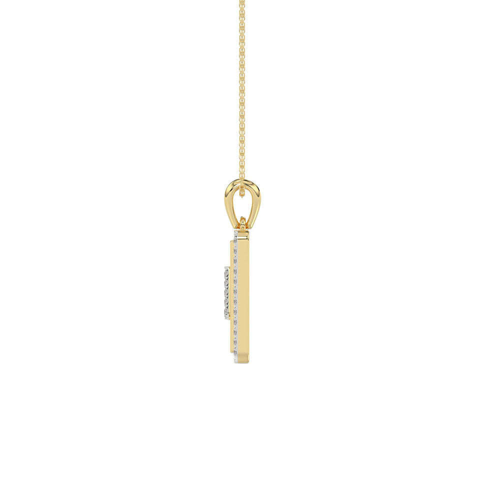 10K Yellow Gold letter 'P' Fashion Pendant With Chain - 0.20 CT Round Diamond Ladies Jewelry Gift