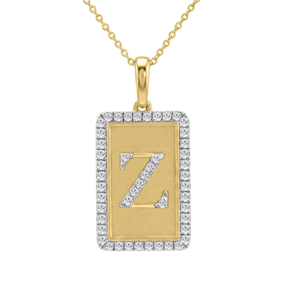 10K Yellow Gold letter 'Z' Fashion Pendant With Chain - 0.20 CT Round Diamond Ladies Jewelry Gift