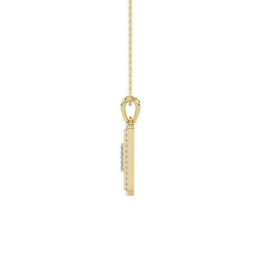 10K Yellow Gold letter 'I' Fashion Pendant With Chain - 0.20 CT Round Diamond Ladies Jewelry Gift