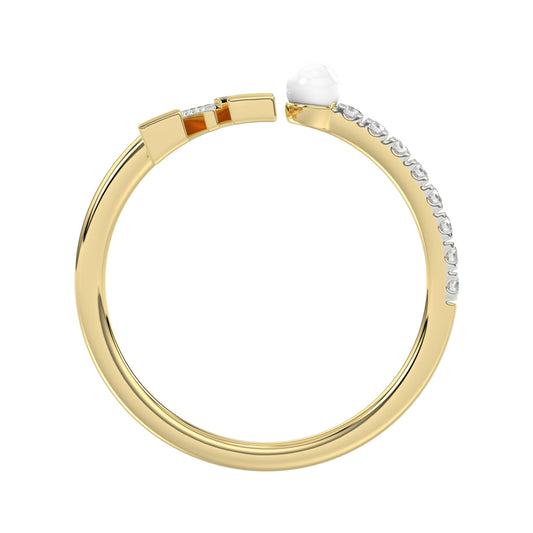 LADIES RING 0.10CT ROUND/PEARL DIAMOND 10K YELLOW GOLD