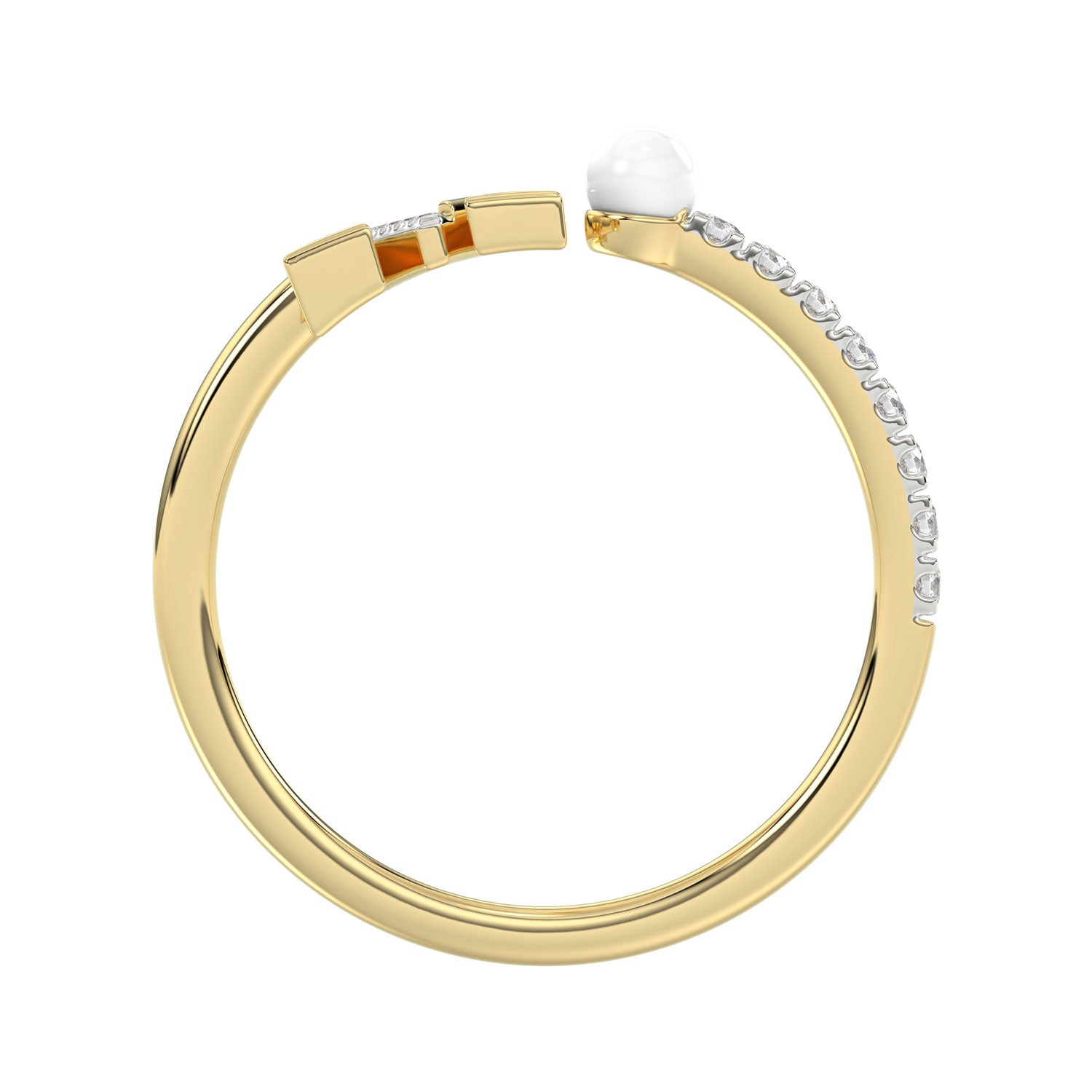 LADIES RING 0.10CT ROUND/PEARL DIAMOND 10K YELLOW GOLD