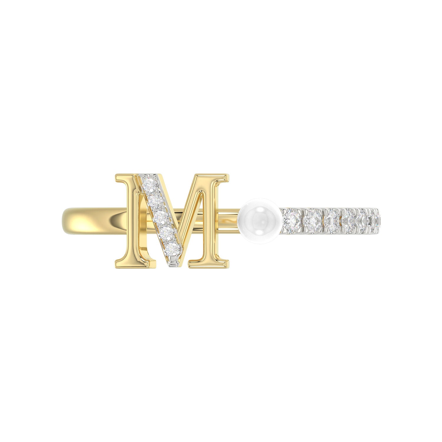 LADIES RING 0.10CT ROUND/PEARL DIAMOND 10K YELLOW GOLD