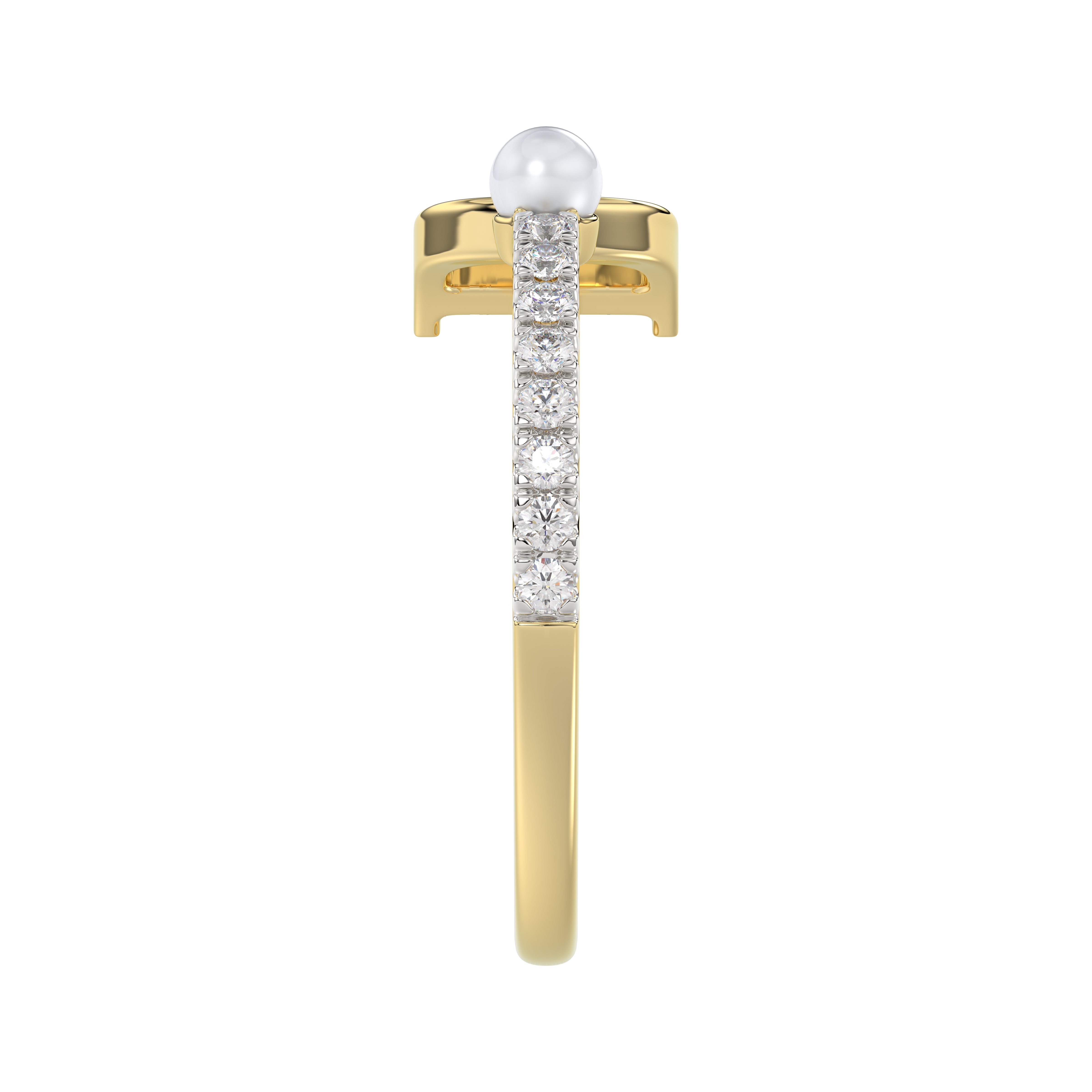 LADIES RING 0.10CT ROUND/PEARL DIAMOND 10K YELLOW GOLD