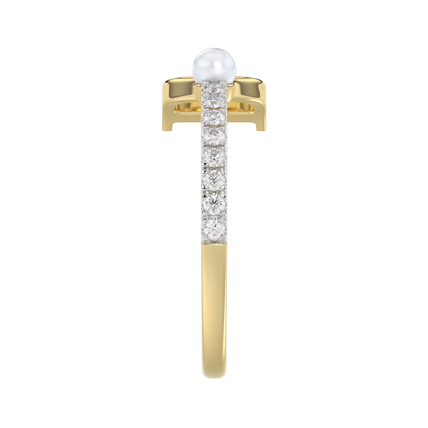 LADIES RING 0.10CT ROUND/PEARL DIAMOND 10K YELLOW GOLD