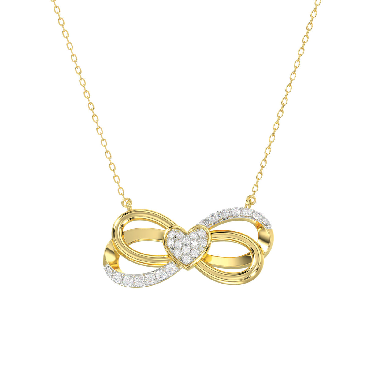 10K YELLOW GOLD 0.15CT ROUND LADIES FASHION PENDANT WITH CHAIN