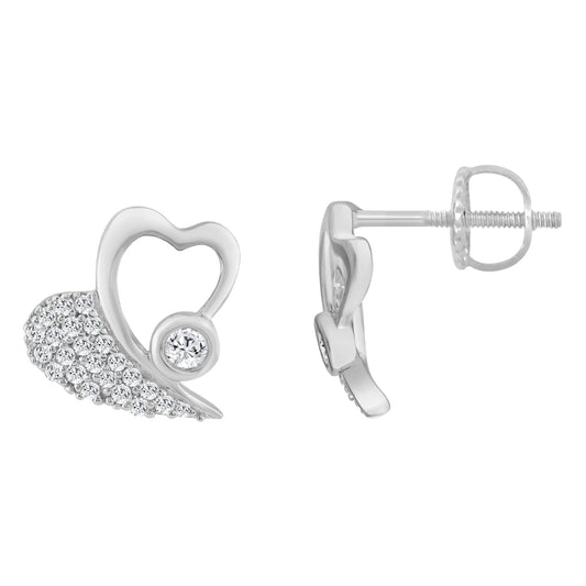 LADIES EARRINGS 0.20CT ROUND DIAMOND 10K WHITE GOLD
