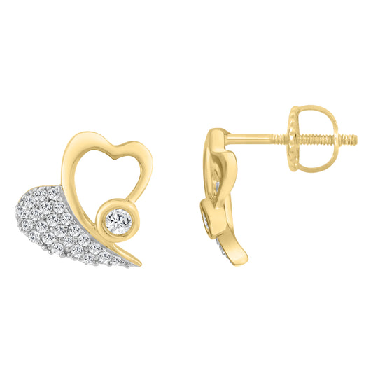 LADIES EARRINGS 0.20CT ROUND DIAMOND 10K YELLOW GOLD