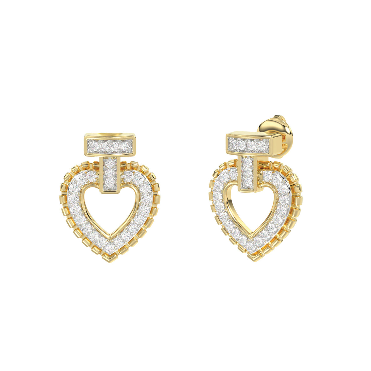 LADIES EARRINGS 0.15CT ROUND DIAMOND 10K YELLOW GOLD