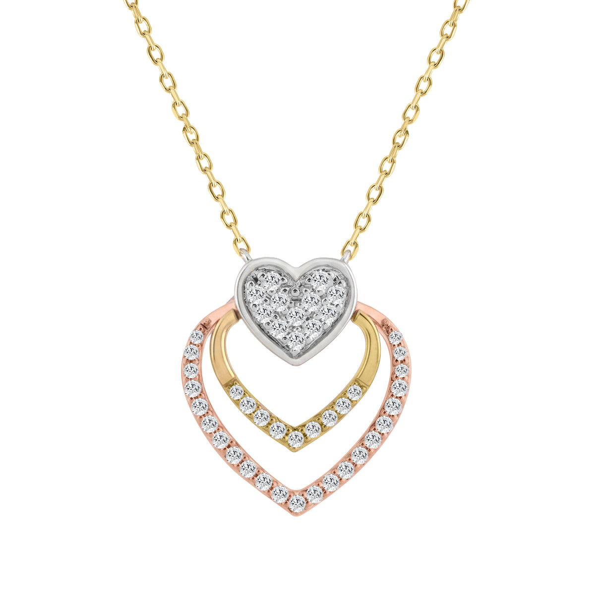 10K WHITE/YELLOW/ROSE  GOLD LADIES FASHION HEART SHAPE PENDANT INCLUDES WITH CHAIN  0.25CT ROUND NATURAL DIAMOND