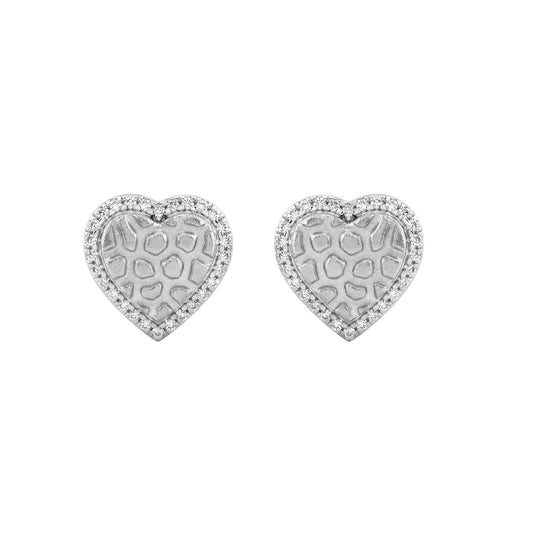 0.10 Ct Round Diamond Heart Stud Earrings For Women Yellow Gold Finish Halo Nugget Domed Design Jewelry Gift