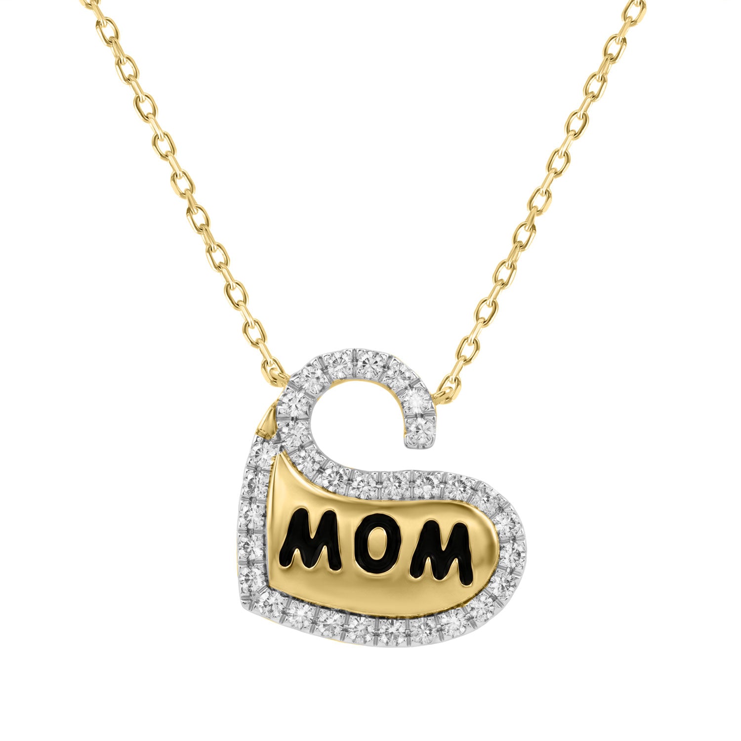 Elegant 10K Yellow Gold Ladies Heart Shape Diamond Necklace 0.20Ct Round Diamond Mother’S Day Gift