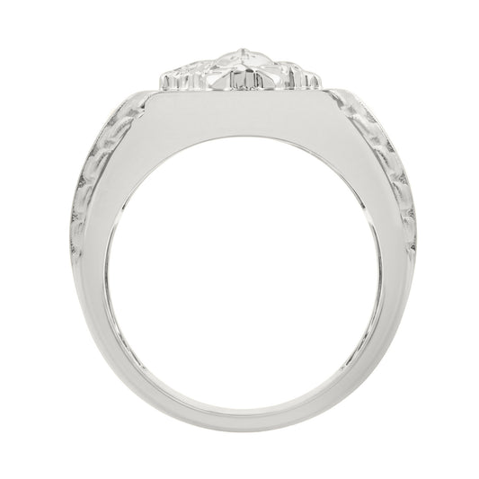Classic Men’S Diamond Ring In Sterling Silver 0.10Ct Round Diamond Jewelry