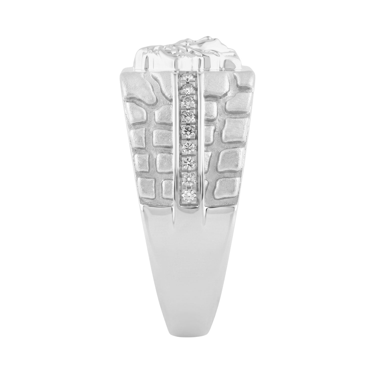 Classic Men’S Diamond Ring In Sterling Silver 0.10Ct Round Diamond Jewelry