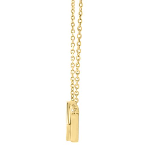Classic 10K Yellow Gold  Diamond Necklace For Ladies 0.16Ct Round Cut Diamonds