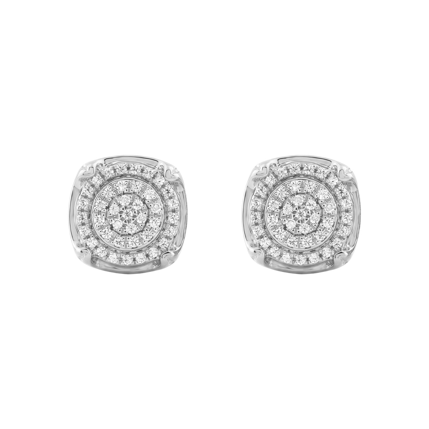 Ladies Sterling Silver 0.25Ct Round Diamond Cluster Stud Earrings Classic Ladies Diamond Jewelry