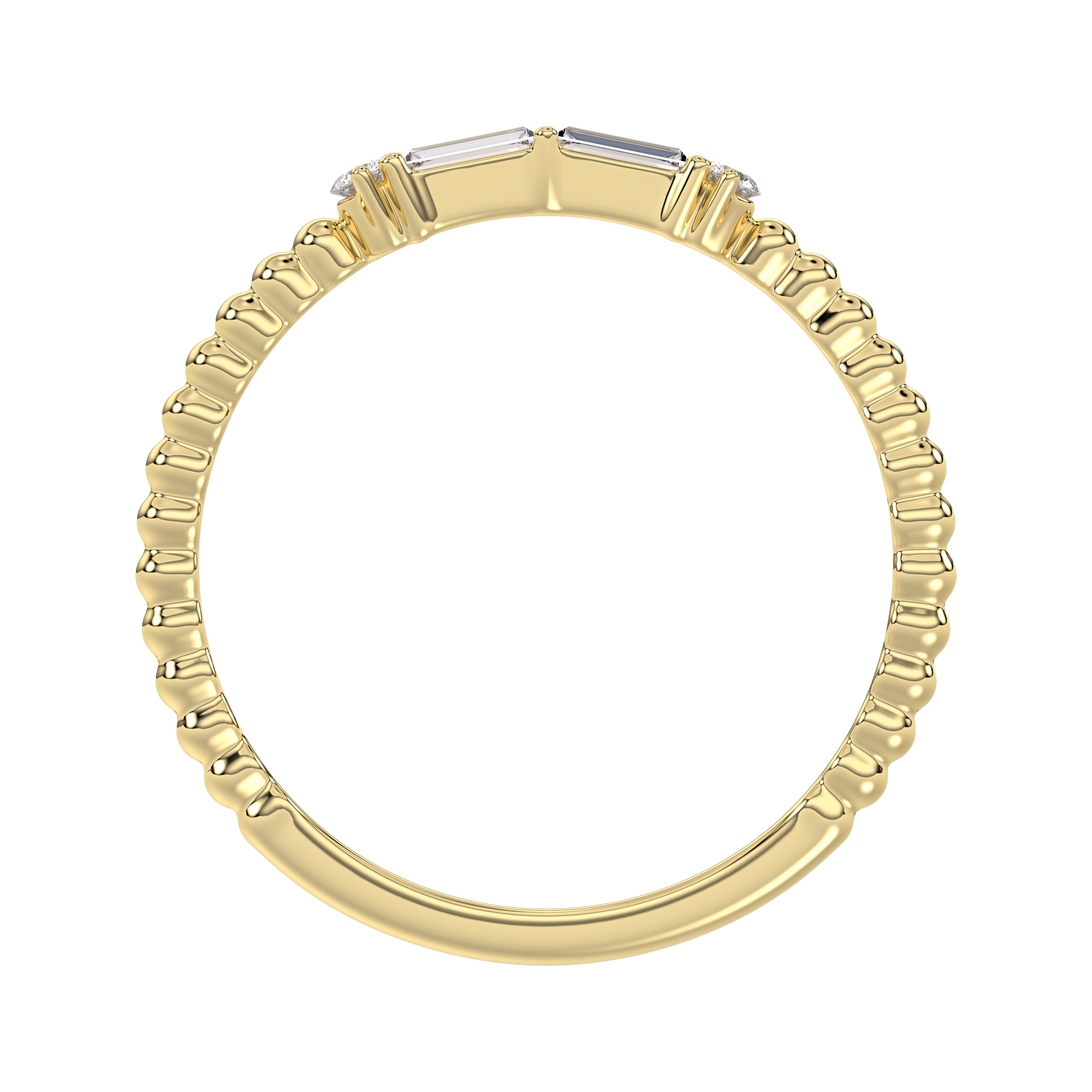Ladies 10K Yellow Gold Diamond Fashion Ring 0.16 Ct Round & Baguette Diamond Jewelry
