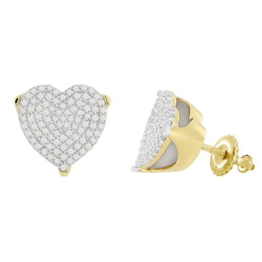 HEART EARRINGS 0.55CT ROUND DIAMOND 10K YELLOW GOLD