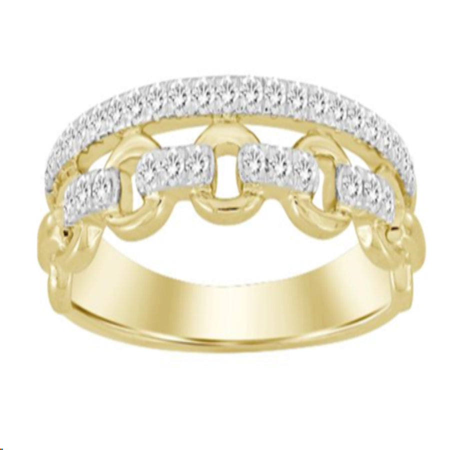 LADIES BAND 0.25CT ROUND DIAMOND 14K YELLOW GOLD