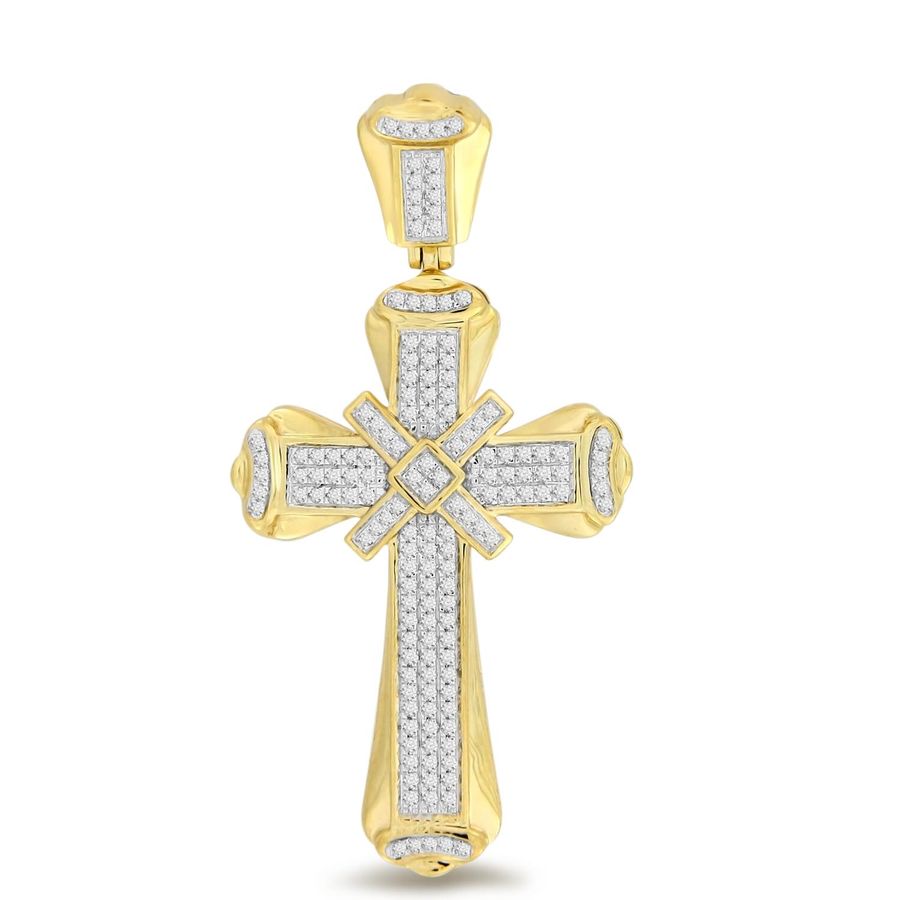 MEN'S CROSS 0.50CT ROUND DIAMOND 10K YELLOW GOLD