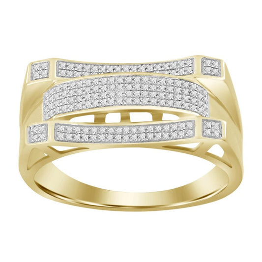 MEN'S RING 0.25CT ROUND DIAMOND 10K YELLOW GOLD