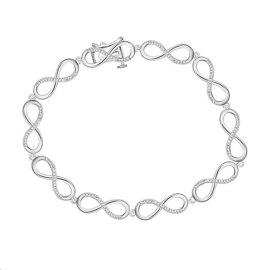 LADIES BRACELET 0.05CT ROUND DIAMOND STERLING SILVER WHITE