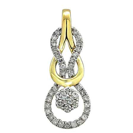 LADIES PENDANT WITH CHAIN 0.25CT ROUND DIAMOND 10K YELLOW GOLD