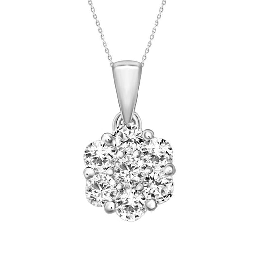 LADIES PENDANT 0.50CT ROUND DIAMOND 14K WHITE GOLD