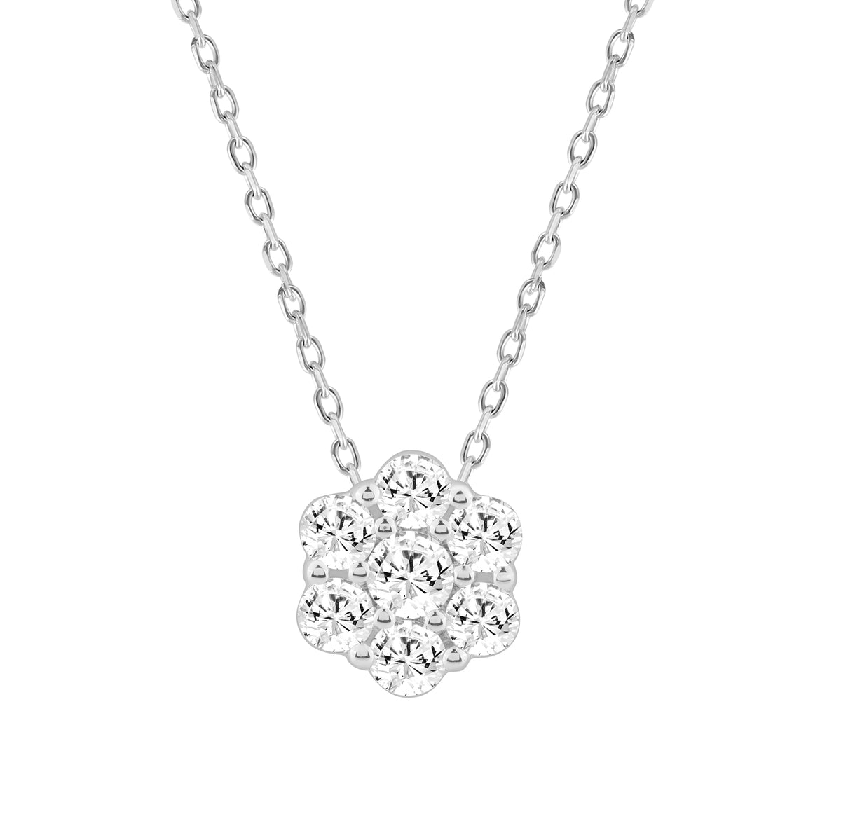 LADIES PENDANT WITH CHAIN 0.50CT ROUND DIAMOND 14K WHITE GOLD