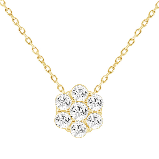 LADIES PENDANT WITH CHAIN 0.50CT ROUND DIAMOND 14K YELLOW GOLD