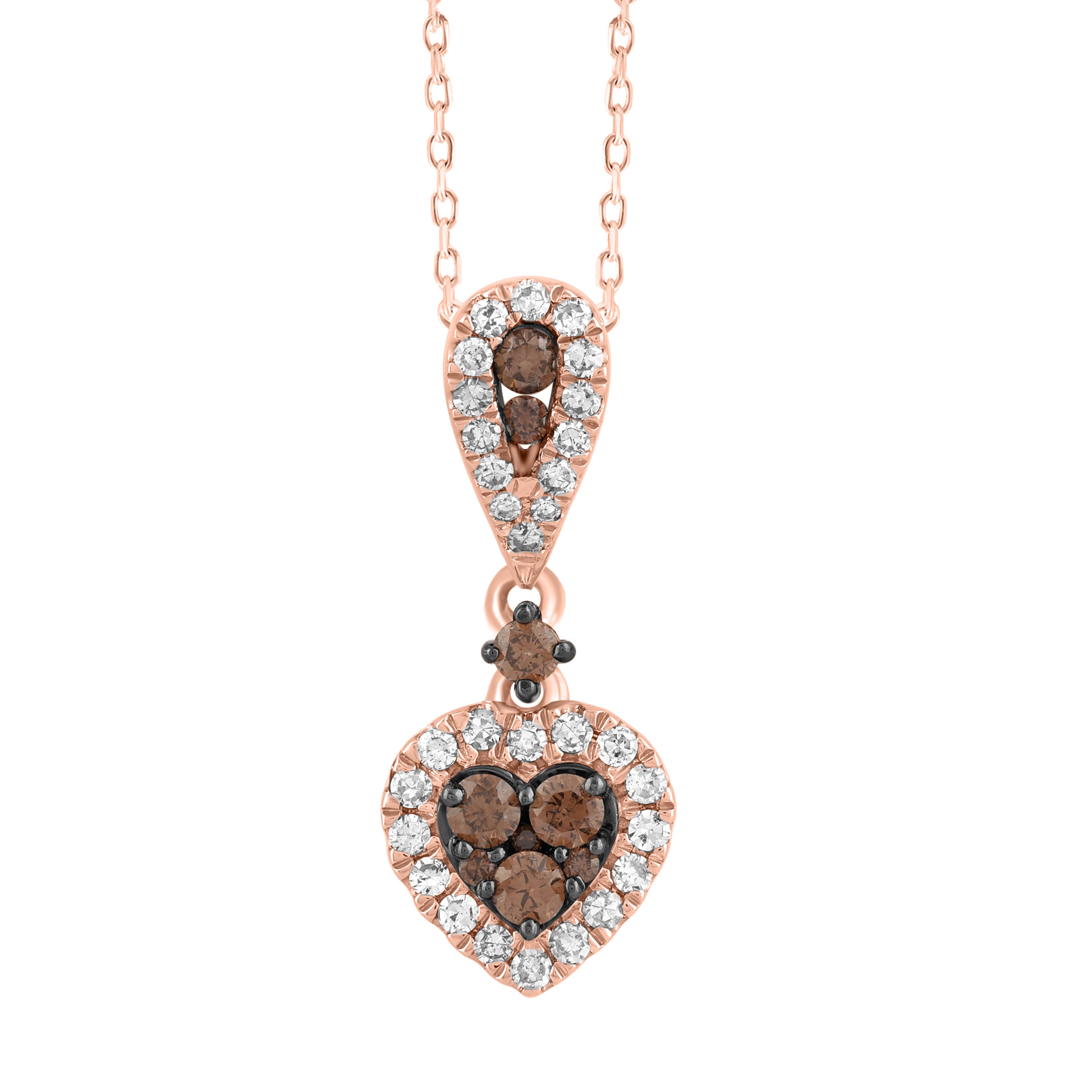 LADIES  PENDANT WITH CHAIN 0.50CT ROUND/DARK BROWN DIAMOND 14K ROSE GOLD