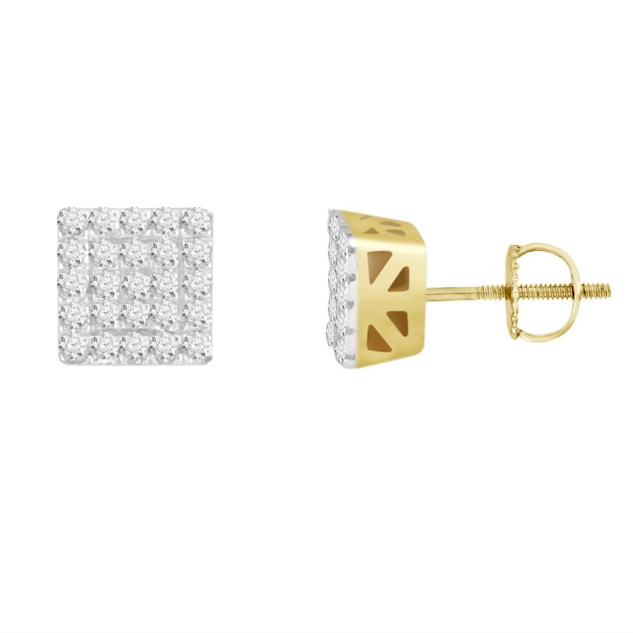 MEN'S STUD EARRINGS 0.15CT ROUND DIAMOND 10K YELLOW GOLD