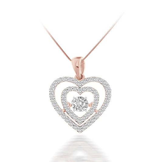LADIES PENDANT WITH CHAIN 0.35CT ROUND/DARK BROWN 10K ROSE GOLD