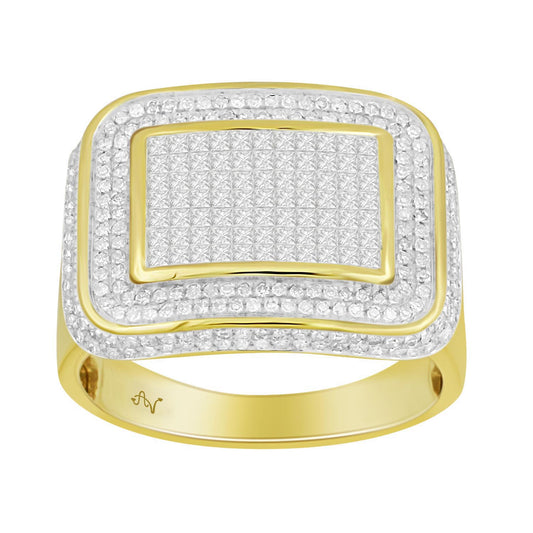 MEN'S RING 1.40CT ROUND DIAMOND 10K YELLOW GOLD