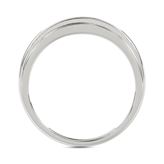 MEN'S BAND 0.25CT ROUND DIAMOND 10K WHITE GOLD