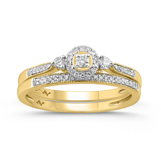 LADIES BRIDAL SET 0.25CT ROUND DIAMOND 10K YELLOW GOLD