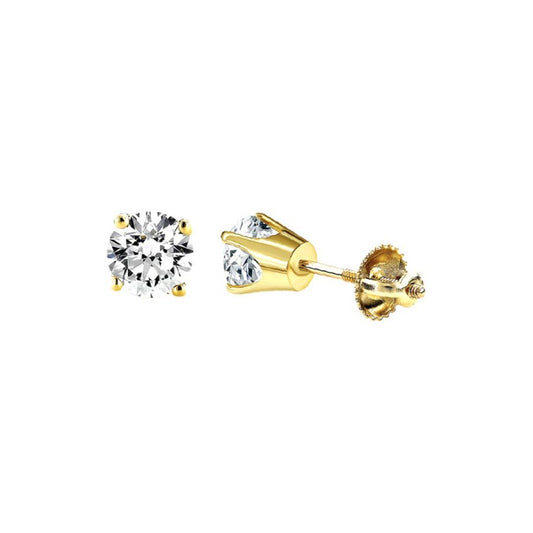 14K Yellow Gold Round Diamond Stud Earrings 0.50CT Elegant Women�S Diamond Jewelry