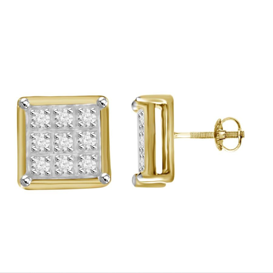 MEN'S YUVA EARRINGS 0.05CT ROUND DIAMOND 10K YELLOW GOLD