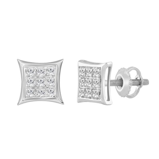 Sterling Silver Diamond Yuva Stud Earrings For Women 0.05 Ct Round Cut Minimal Everyday Earrings