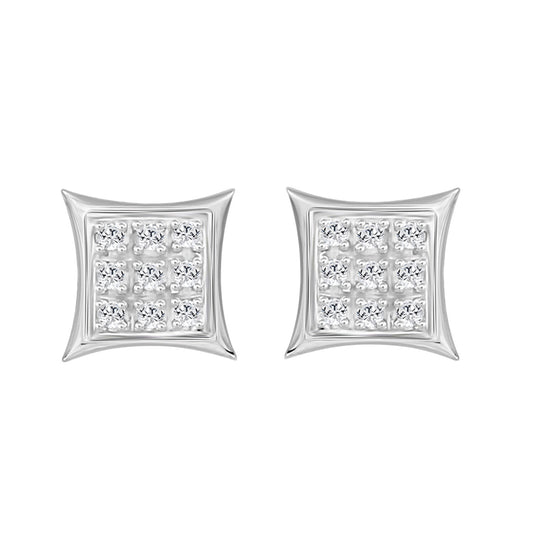 Sterling Silver Diamond Yuva Stud Earrings For Women 0.05 Ct Round Cut Minimal Everyday Earrings