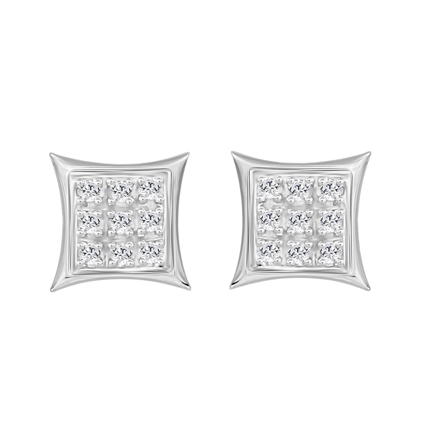 Sterling Silver Diamond Yuva Stud Earrings For Women 0.05 Ct Round Cut Minimal Everyday Earrings