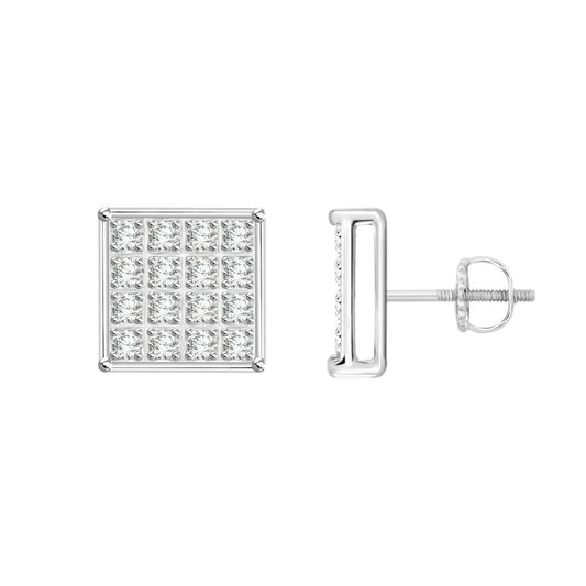 MEN'S YUVA EARRINGS 0.10CT ROUND DIAMOND 10K WHITE GOLD