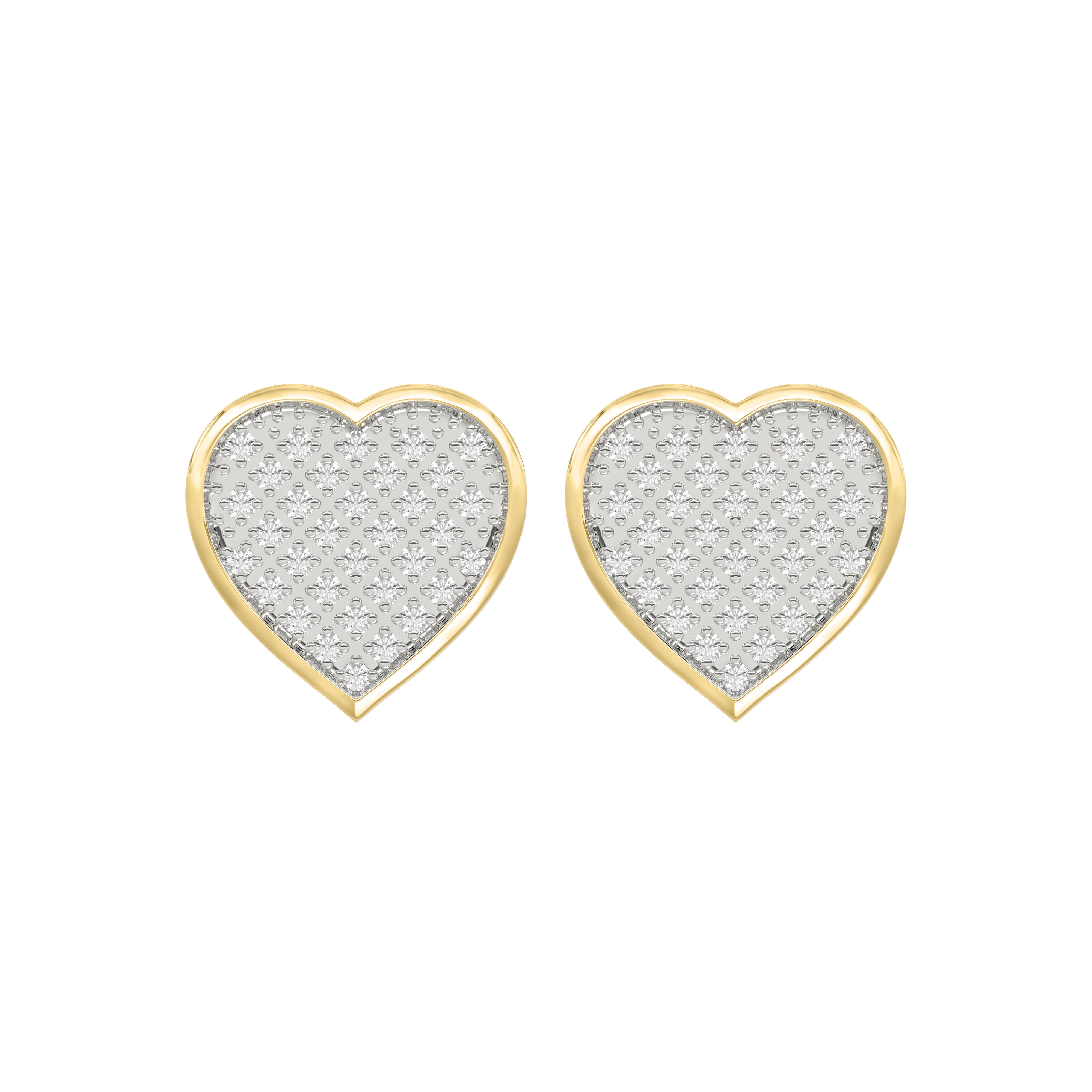 Yuva Brand 10K Yellow Gold  0.25Ct Round Diamond Heart Shaped Earrings Stylish Women Diamond Fashion Earrings