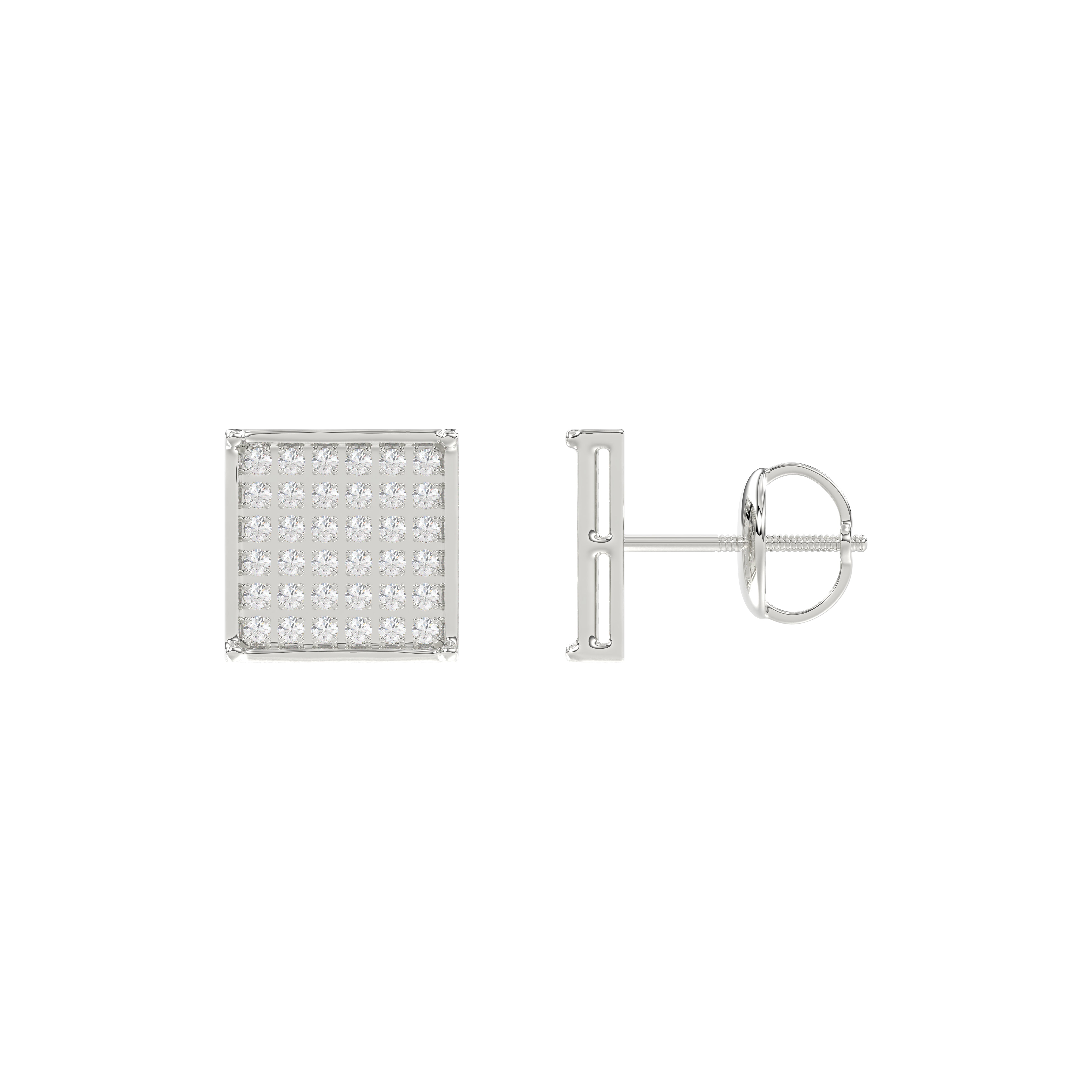 Sterling Silver White 0.25CT Round Diamond Yuva Square Cluster Earrings Women�S Fine Jewelry