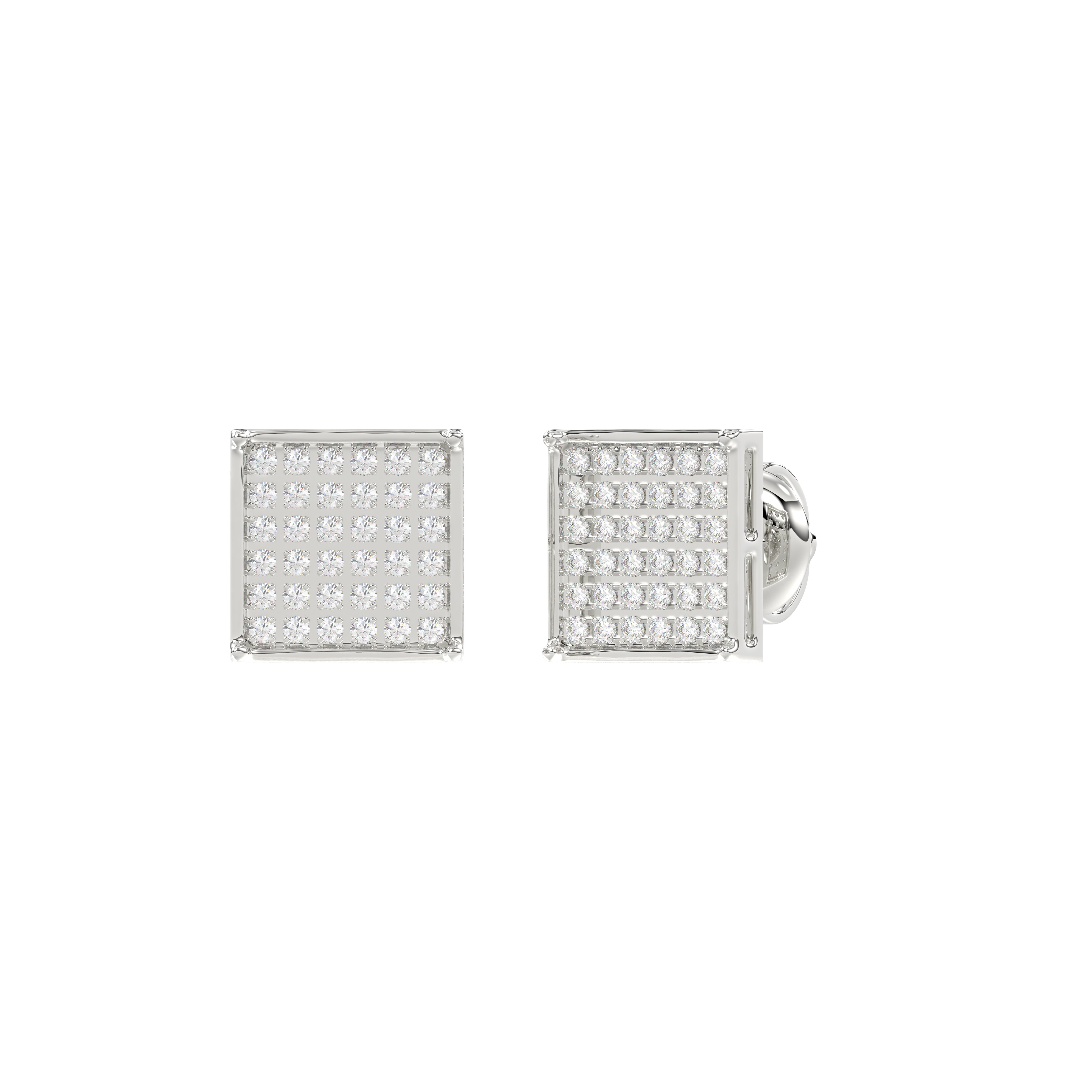 Sterling Silver White 0.25CT Round Diamond Yuva Square Cluster Earrings Women�S Fine Jewelry