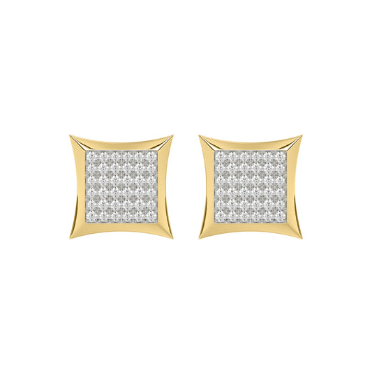 Yellow Gold 0.25Ct Round Diamond Kite Design Cluster Earrings Elegant Yuva Fashion Earrings