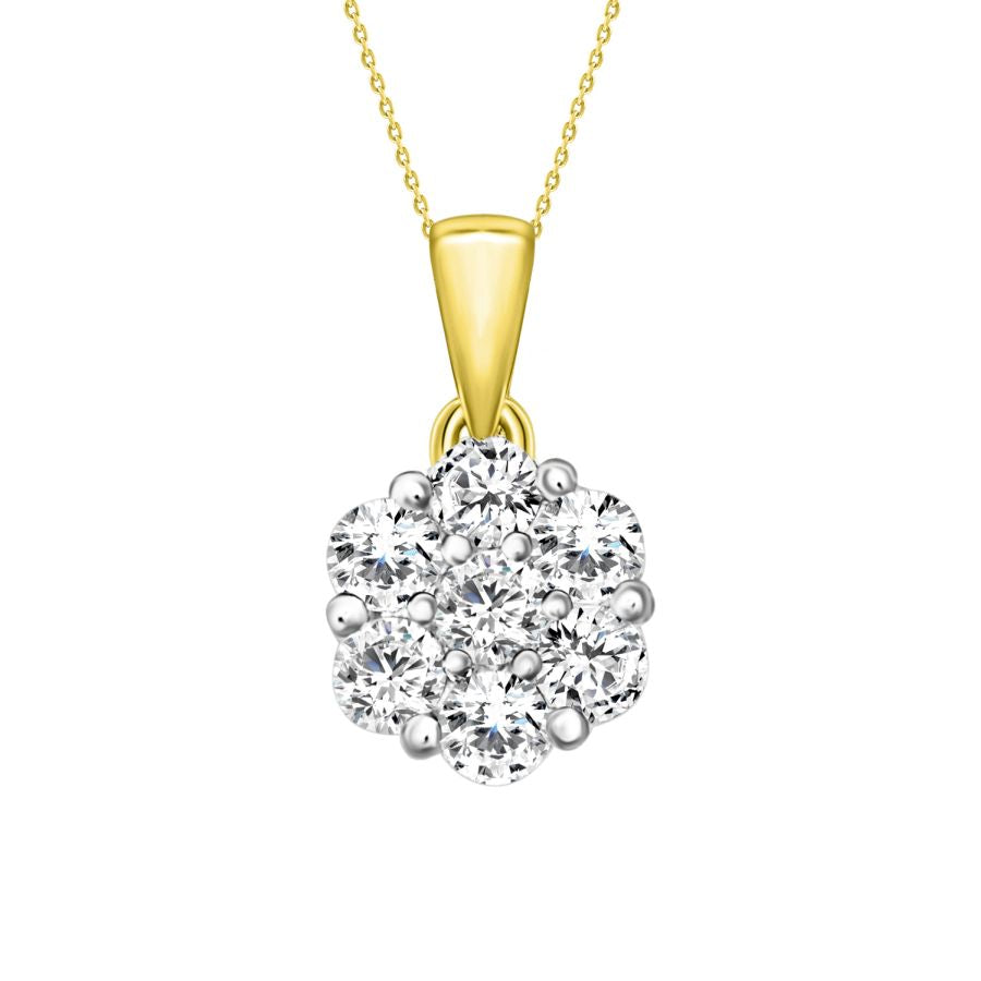 LADIES PENDANT WITH CHAIN 0.15CT ROUND DIAMOND 10K YELLOW GOLD