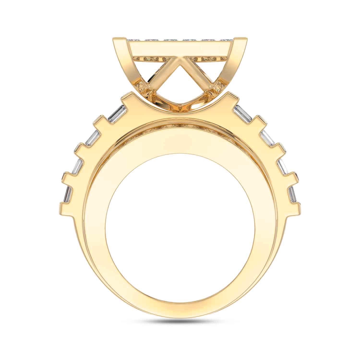 LADIES RING 4.00CT ROUND/PRINCESS/BAGUETTE DIAMOND 10K YELLOW GOLD