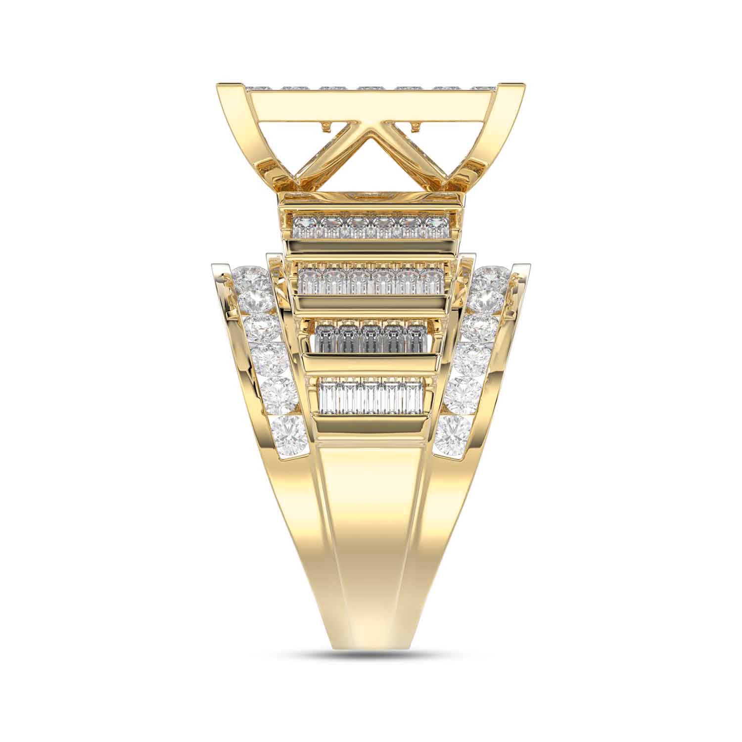 LADIES RING 4.00CT ROUND/PRINCESS/BAGUETTE DIAMOND 10K YELLOW GOLD