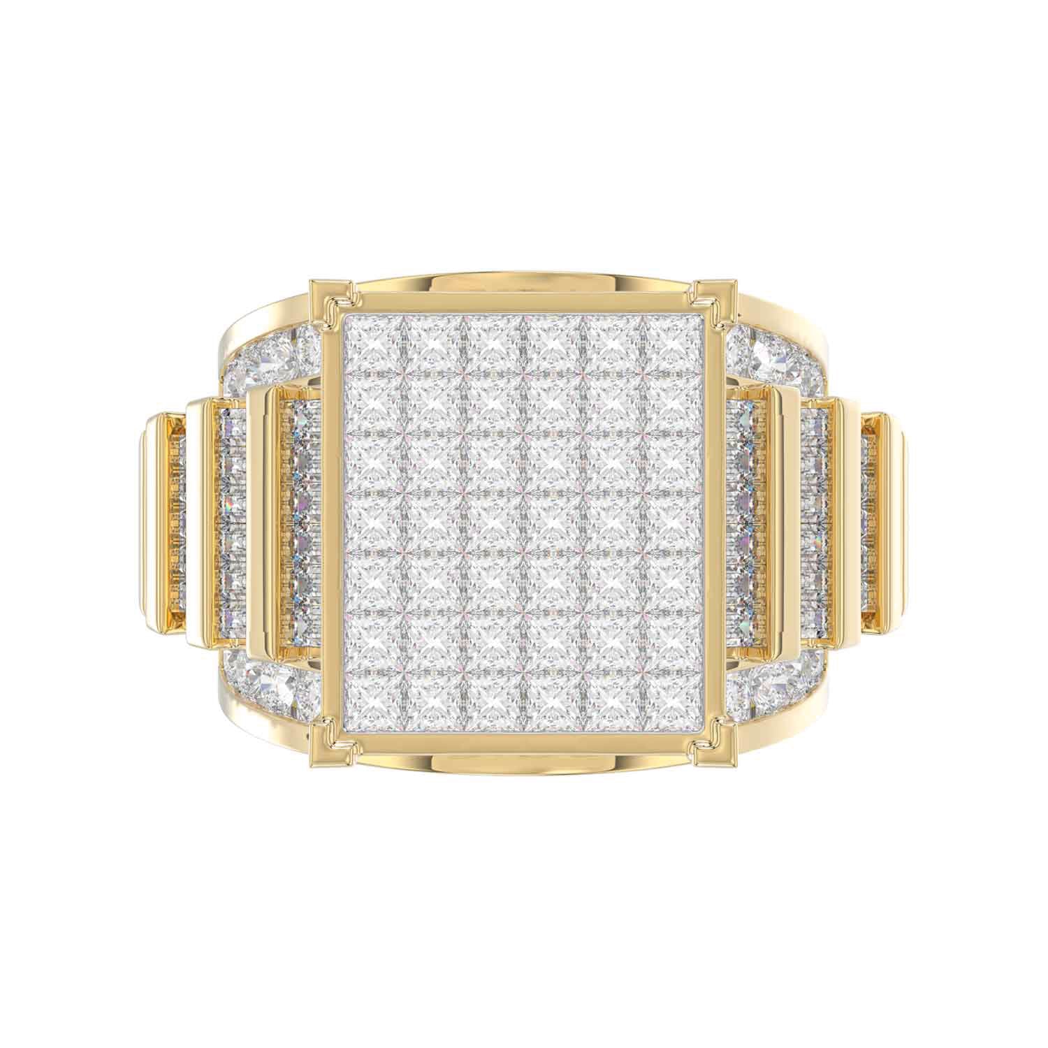 LADIES RING 4.00CT ROUND/PRINCESS/BAGUETTE DIAMOND 10K YELLOW GOLD